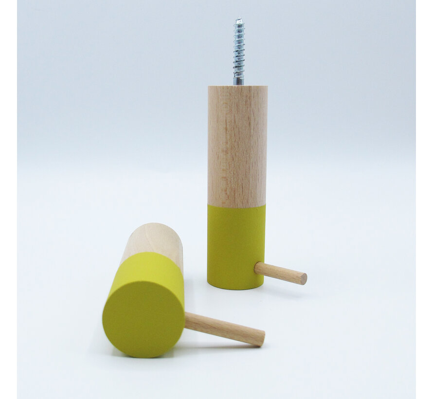 Dippiestick Wandhaken | Kapstokhaak of muurdecoratie | Misty Mustard | 10 cm lang - diameter 3 cm