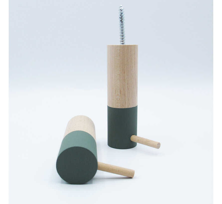 Dippiestick Wall Hooks | Coat hook or wall decoration | General Green | 10 cm long - diameter 3 cm