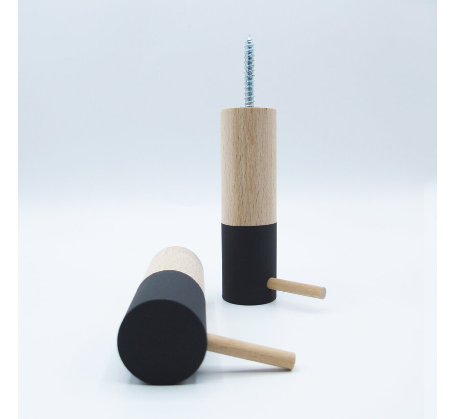 Dippiestick Wall Hooks | Coat hook or wall decoration | Bluish Black | 10 cm long - diameter 3 cm