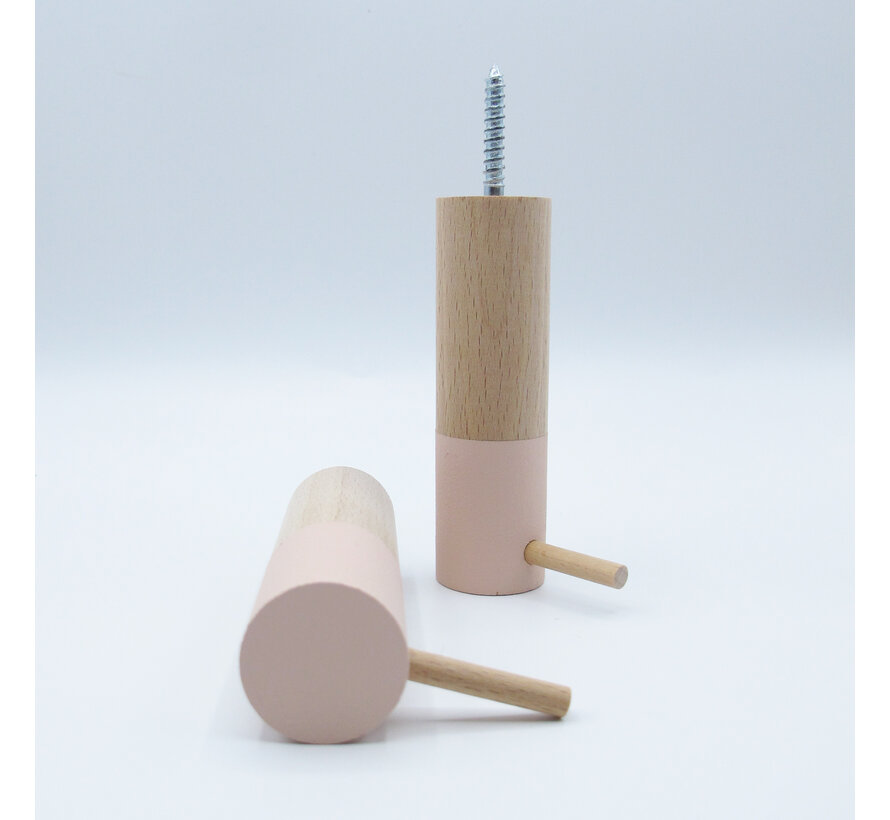 Dippiestick Wandhaken | Kapstokhaak of muurdecoratie | Pink Peach | 10 cm lang - diameter 3 cm