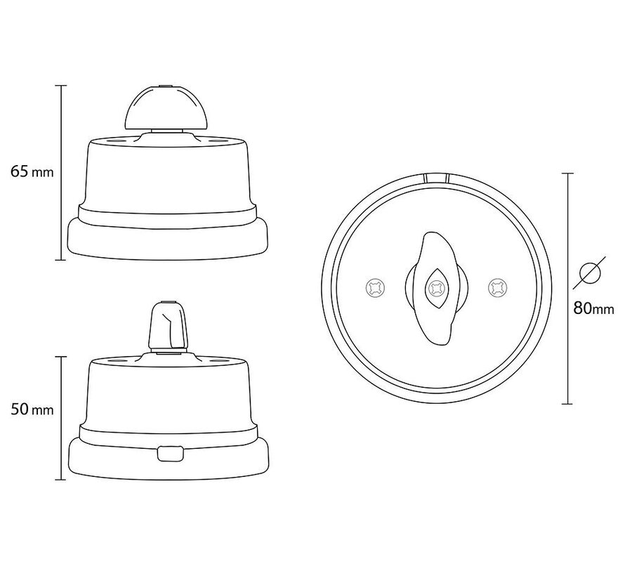 Porcelain rotary switch Napoleon white glossy - 10A - 250 V