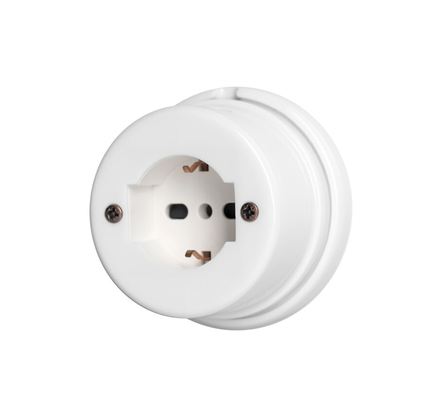 Porcelain universal socket | P40 10/16A 2P+T  | White (glossy)
