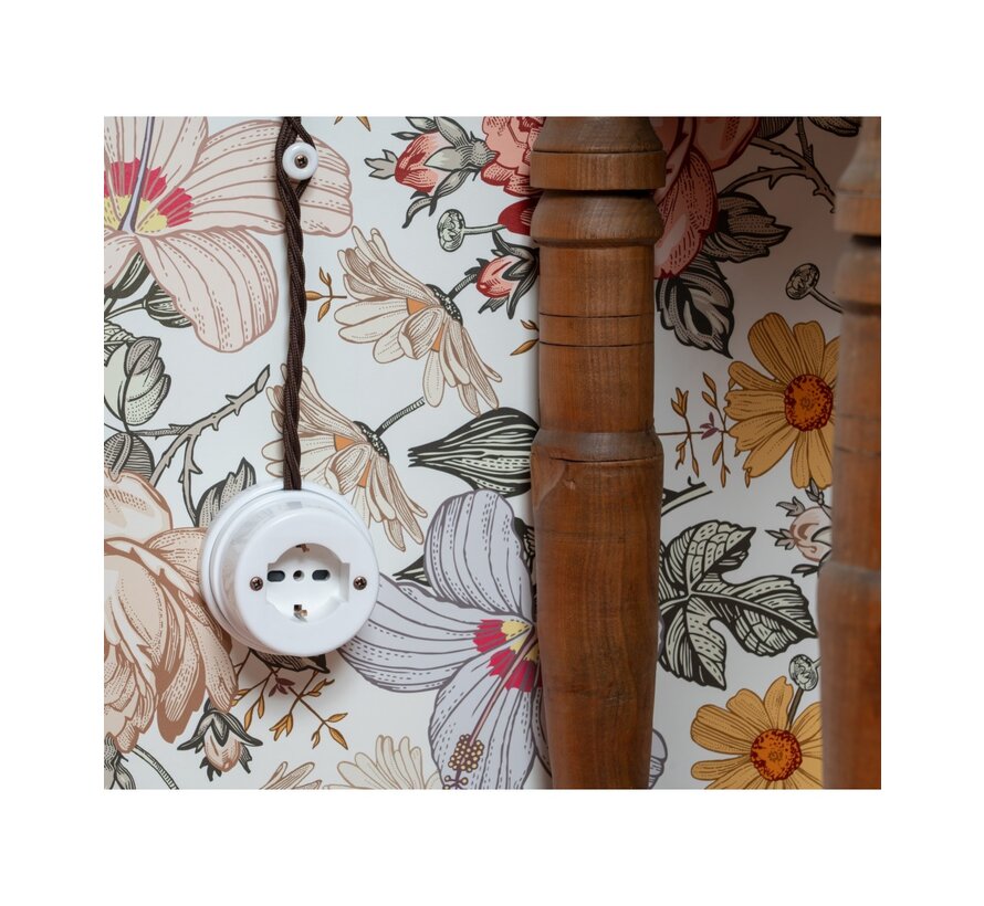 Porseleinen universele stopcontact / contactdoos | P40 10/16A 2P+T | Wit (glanzend)