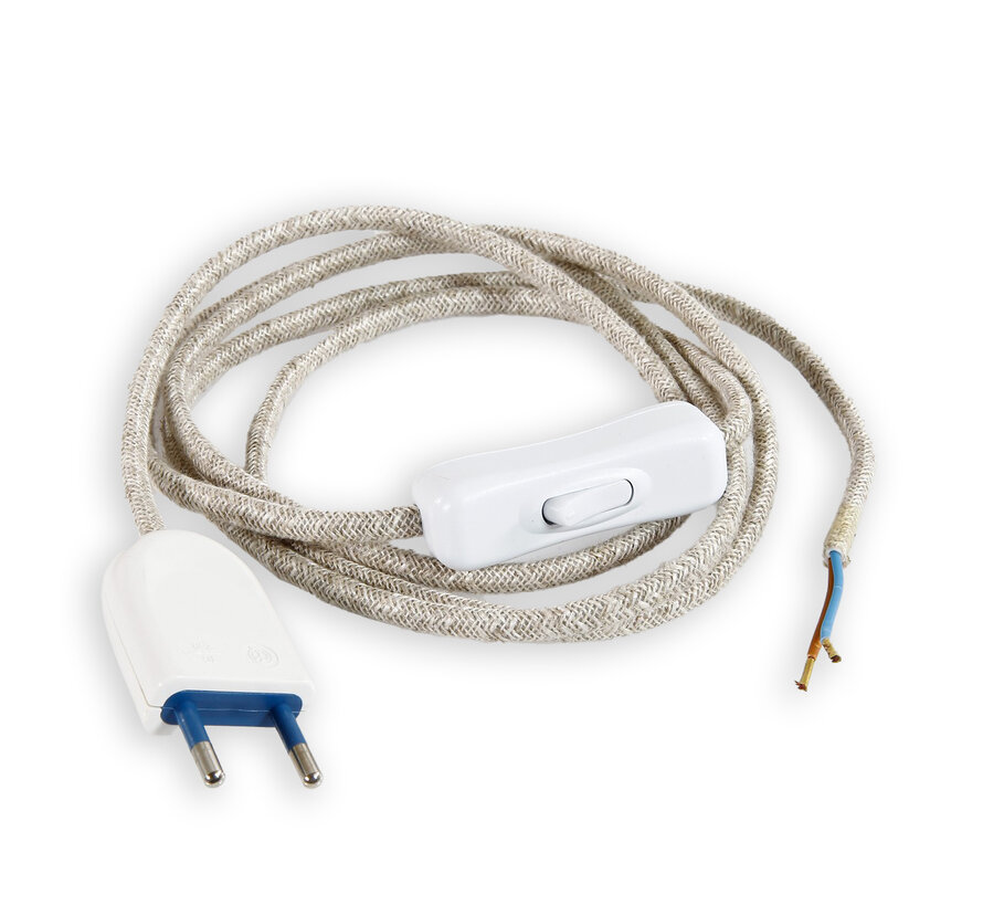 Beige Power cord with switch and plug (flat, 2-pole)