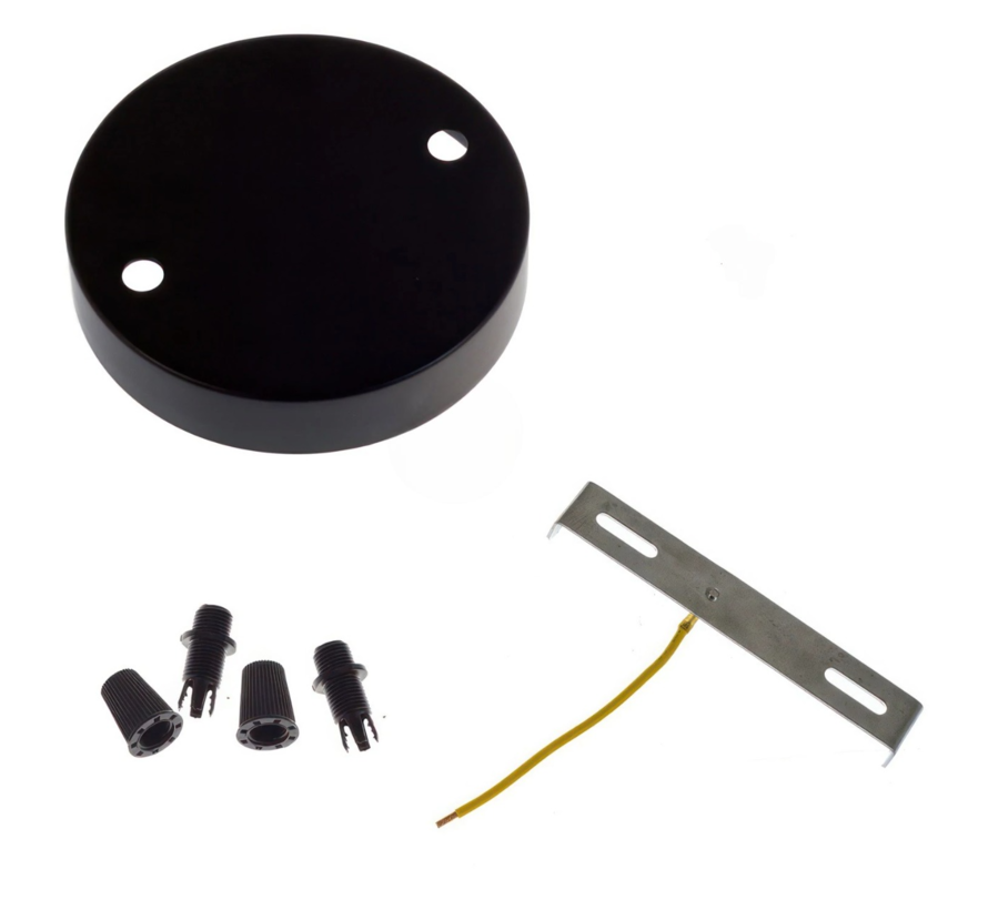 Metalen plafondkap 'Levi' zwart XL - Ø120 mm - 2 snoeren