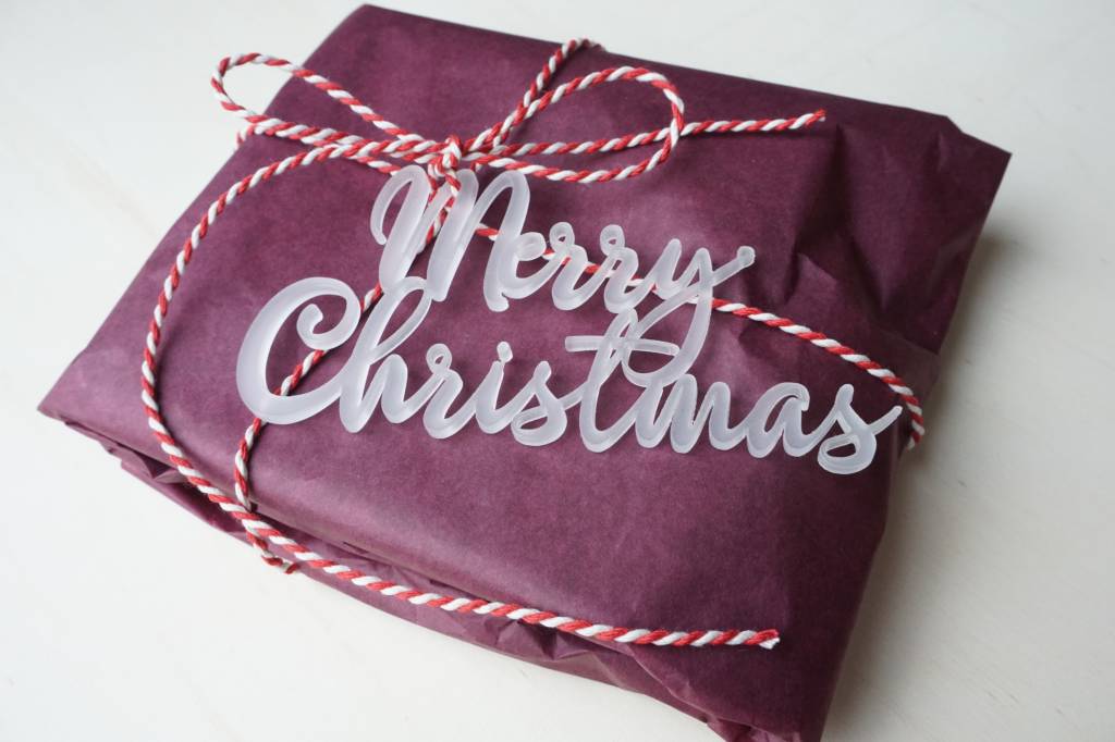 Cadeaulabel 'Merry Christmas' acrylaat