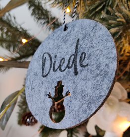 Kerstbal grijs Vilt - Diede