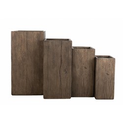 Plantenbak Fiberclay 34x34x70 cm Houtstructuur
