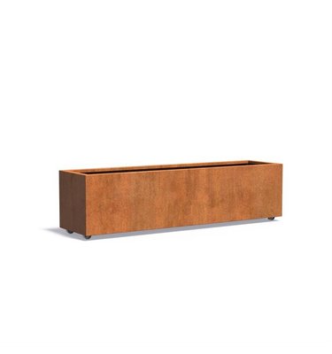 Plantenbak met wielen Cortenstaal rechthoek "Falcon" 200x50x50 cm