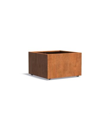 Plantenbak met wielen Cortenstaal vierkant "Luxor" 100x100x60 cm