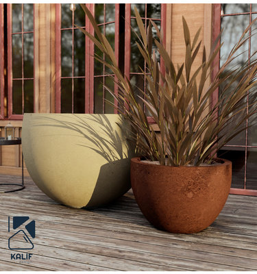 Betonnen bloembak rond "Diana" XL (90x68 cm) Off-White