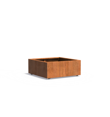 Plantenbak met wielen Cortenstaal vierkant "Luxor" 120x120x40 cm