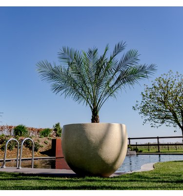 Betonnen bloembak rond "Diana" XL (90x68 cm) Off-White