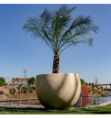 Betonnen bloembak rond "Diana" XL (90x68 cm) Off-White