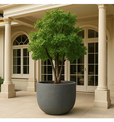 Plantenbak Fiberclay rond "Verona" 100x100x80 cm Antraciet