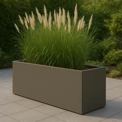 Beigegrijs plantenbak op maat van aluminium (RAL 7006 mat)