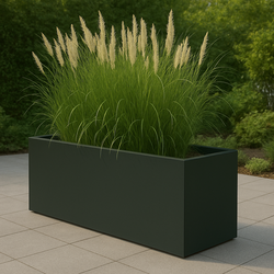 Zwartgrijs plantenbak op maat van aluminium (RAL 7021 mat)