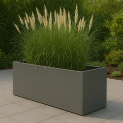 Muisgrijs plantenbak op maat van aluminium (RAL 7005 mat)