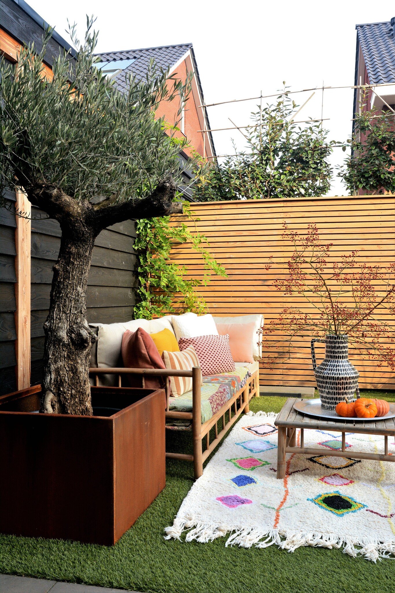 Cortenstalen plantenbak buiten