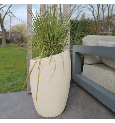 Betonnen bloembak rond "Ares" M (44x44x60 cm) Off-White