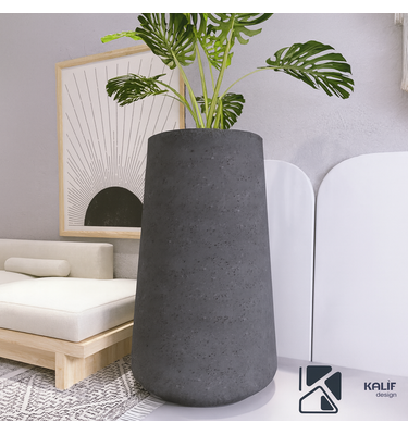 Betonnen bloembak rond "Atlas" XL  (45x102 cm) Anthracite