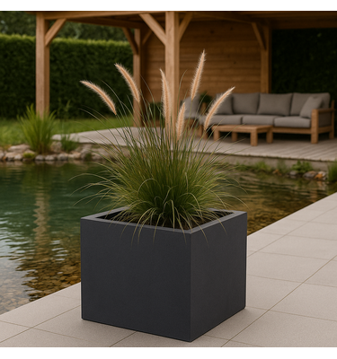 Plantenbak Fiberclay vierkant "Luxor" 60x60x60 cm Antraciet