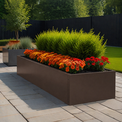 Maatwerk stalen plantenbak Sepiabruin