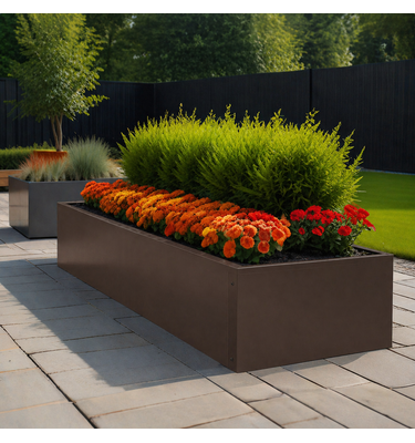 Maatwerk stalen plantenbak uitrekenen Sepiabruin RAL  8014