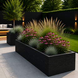 Maatwerk stalen plantenbak Zwart Houtlook