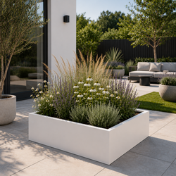 Stalen plantenbak 100x100x40 cm Wit