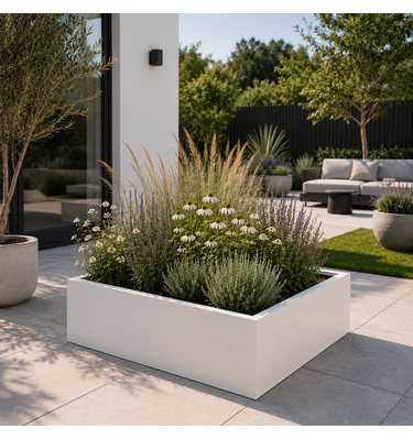 Stalen plantenbak 100x100x40 cm Wit