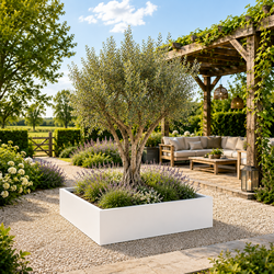 Stalen plantenbak 140x140x40 cm Wit