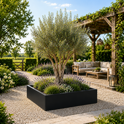 Stalen plantenbak 140x140x40 cm Zwart