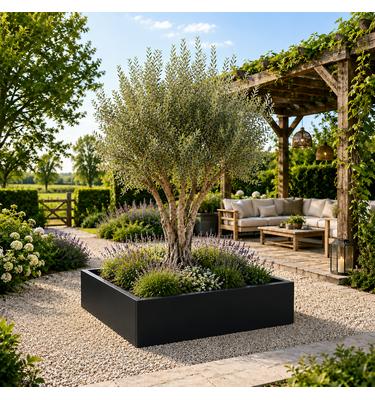 Stalen plantenbak 140x140x40 cm Zwart