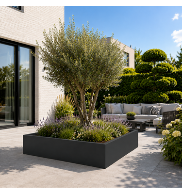 Stalen plantenbak 160x160x40 cm Zwartgrijs