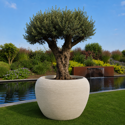 Ronde plantenbak  Ø 95cm, hoogte 71 cm kleur "White Asparagus"