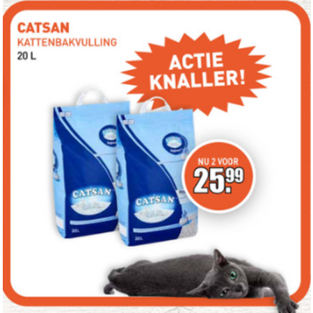 Catsan  2 zakken van 20 liter Kattenbakvulling hygiene plus
