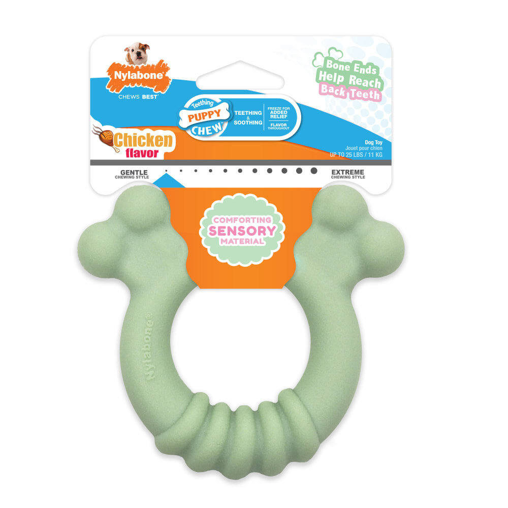 Nylabone Puppy Tactile Ring Mintgroen Kip Nylabone Puppy Tactile Ring Mintgroen Kip