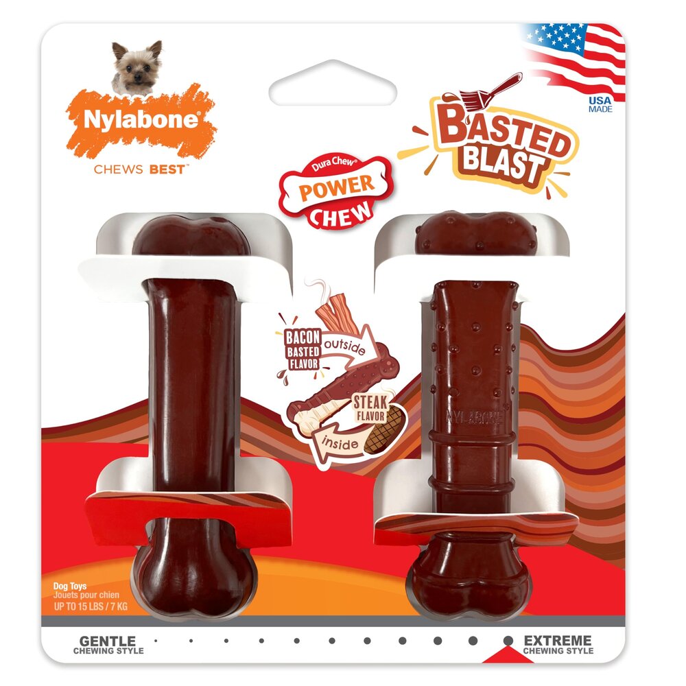 Nylabone Twin Pack Basted Blast Dual Flavoured small Nylabone Twin Pack Basted Blast Dual Flavoured small