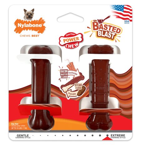 Nylabone Twin Pack Basted Blast Dual Flavoured small Nylabone Twin Pack Basted Blast Dual Flavoured small