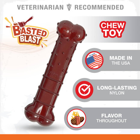Nylabone Basted Blast – Bacon & Steak Dubbele Smaak Nylabone Basted Blast – Bacon & Steak Dubbele Smaak