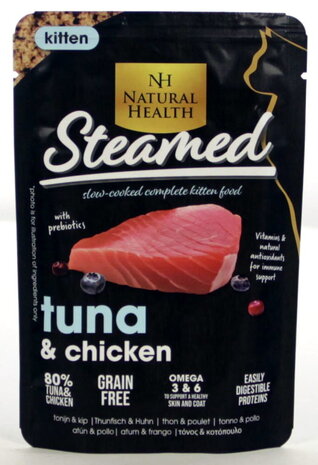 Natural Health Cat Steamed Kitten Tuna en Chicken 85 gram Natural Health Cat Steamed Kitten Tuna en Chicken 85 gram
