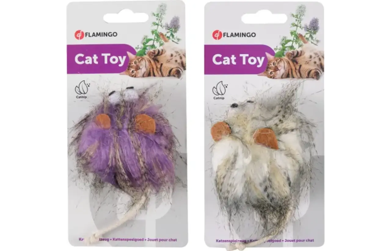 Flamingo Pluche Pluche Wooly Monster Kattenspeeltje met Catnip – 7 cm