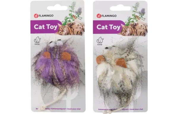 Flamingo Pluche Pluche Wooly Monster Kattenspeeltje met Catnip – 7 cm