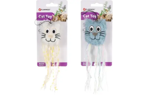 Flamingo Rizzo Poezenhoofd Kattenspeeltje met Catnip en  Knispergeluid – 21 cm