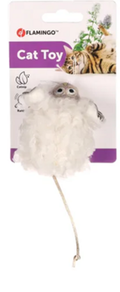Flamingo Rizzo Muis Kattenspeeltje met Ratel en Catnip – 8,5 cm