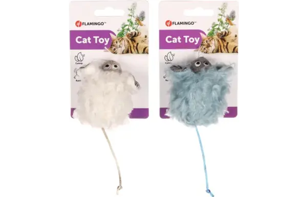 Flamingo Rizzo Muis Kattenspeeltje met Ratel en Catnip – 8,5 cm