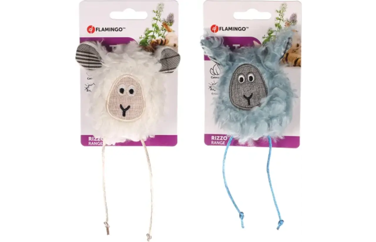 Flamingo Rizzo Schaap Kattenspeelgoed 16 cm met Catnip