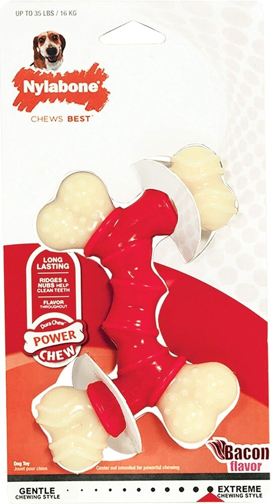 Nylabone Power Chew Double Bone Bacon Dog Chew Toy M