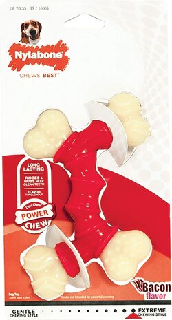 Nylabone Power Chew Double Bone Bacon Dog Chew Toy M